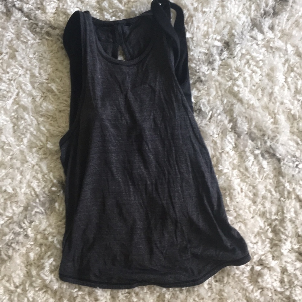 Gray Lulu Lemon top with built in shelf bra